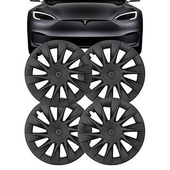 Tesla Model Y ROLLER Jant Kapa Seti 20 n, Mat Siyah Renk  (4 Adet Set Olarak Satlmaktadr.)