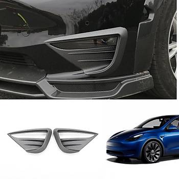 Tesla Model Y n Sis Lambas Ka Geni Tip Karbon Kaplama, 2 Adet Set Olarak, Mat Siyah