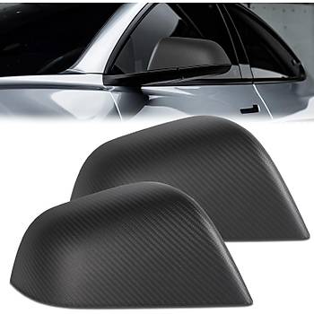 Tesla Model Y Ayna Kapa Karbon Kaplama, 2 Adet Set Olarak, Mat Siyah