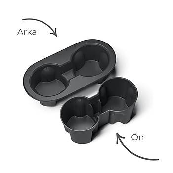 Tesla Juniper n ve Arka Orta Konsol Silikon Bardak Tutucu, 2 Adet Set, Siyah Renk