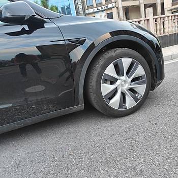 Tesla Model Y TWIN Simetri Jant Kapa Seti 19 n, Gm ve Koyu Gri Renk (4 Adet Set Olarak Satlmaktadr.)