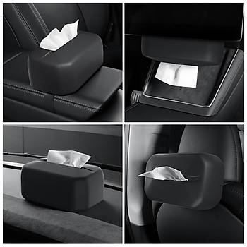 TeslaJuniper Koltuk Arkasna veya Orta Konsola Taklan Silikon Mendil Kutusu, Siyah Renk