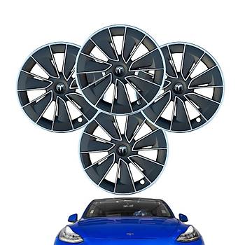 Tesla Model Y AEROX Jant Kapa Seti 19 n, Kurun Gri ve Mat Siyah Renk (4 Adet Set Olarak Satlmaktadr.)