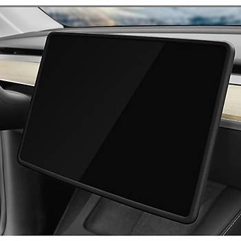 Tesla Model Y / Model 3 �n Ekran Koruyucu �er�evesi Silikon, Siyah ve Beyaz Renk Se�ene�i �le