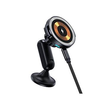 Tesla Model Y / Model 3 MagSafe Cep Telefonu Tutucu ve Kablosuz arj Edici, Mknatsl, Siyah Renk