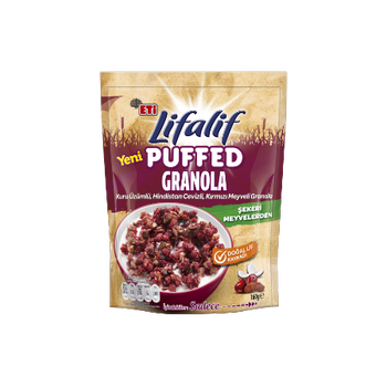 Lifalif Kuru zml, Hindistan Cevizli, Krmz Meyveli Puffed Granola