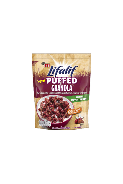 Lifalif Kuru �z�ml�, Hindistan Cevizli, K�rm�z� Meyveli Puffed Granola