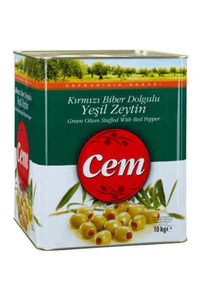 Cem K�rm�z� Biber Dolgulu Ye�il Zeytin 10 kg