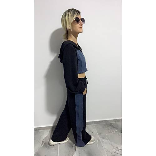 Denim Detay Siyah Takm