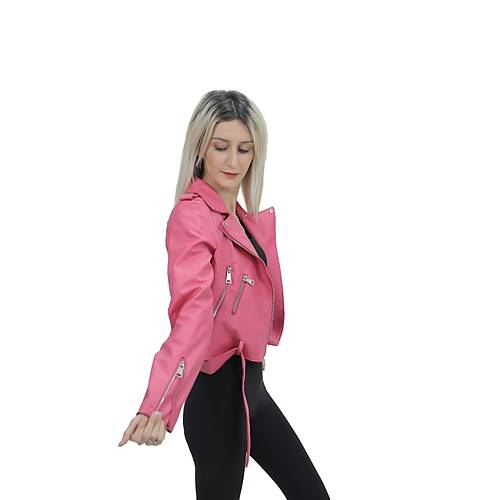 Pembe Deri Ceket