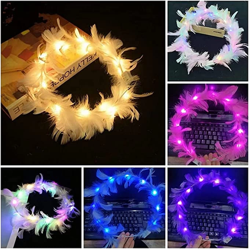 Led I��kl� Rengarenk Yanan 3 Fonksiyonlu Otri�li Parti Tac� Beyaz Renk 12x12 Cm