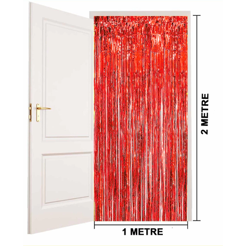 K�rm�z� Renk Ekstra Metalize Parlak Sa�akl� Arka Fon Perde �thal A Kalite 1x2 Metre