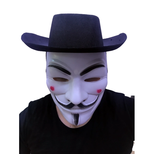 Siyah Renkli Delikli �ocuk Boy Vendetta �apkas� Ve Vendetta Maskesi