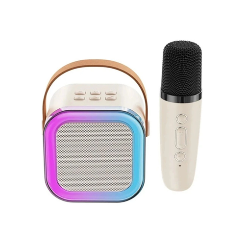 Karaoke Kablosuz Hoparl�r Mikrofonlu Rgb I��kl� Bluetooth Speaker Tf Kart/usb Beyaz