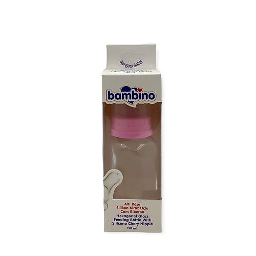 Bambino Alt Ke Silikon Kiraz Ulu Cam Biberon 150ml - Pembe