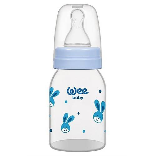 Wee Baby Silikon U�lu Desenli PP Biberon 125 cc - Mavi