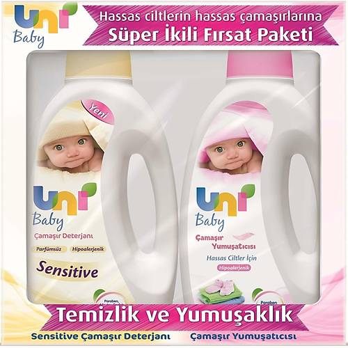Uni Baby Sensitive Bebek amar Deterjan 1500 ml + Bebek amar Yumuatcs 1500 ml