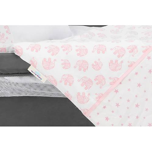 Sema Baby 6 Par�a L�ks Park Yatak Bebek Uyku Seti - Pembe Fil