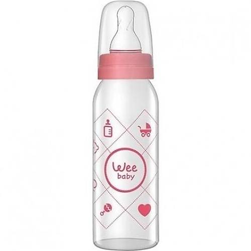 Wee Baby Silikon Ulu Desenli Cam Biberon 250 cc - Pembe