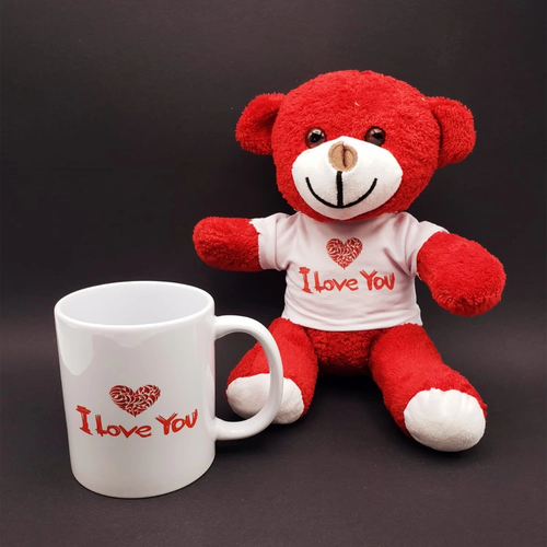 I Love You Bask�l� Kupa Ve K�rm�z� Ay�c�k Seti