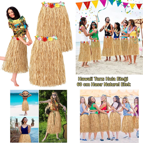 Hawaii Tarz Hula Etei  60 Cm Hasr Naturel Etek
