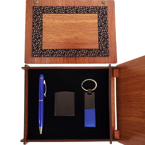 Ah�ap Kutulu Mavi Kalem Anahtarl�k Ve �akmak Set