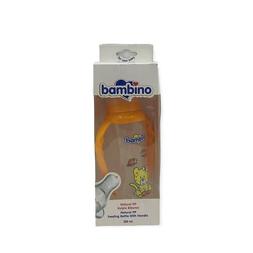 Bambino Natural PP Kulplu Biberon 250 ml - Turuncu