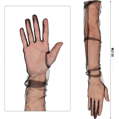 Uzun Boy Likral� Siyah Renk Yeti�kin Mega T�l Eldiven 53 Cm