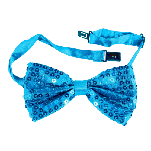 Gece I��lt�s� A��k Mavi Turkuaz Payetli Pullu Papyon 7x2 Cm