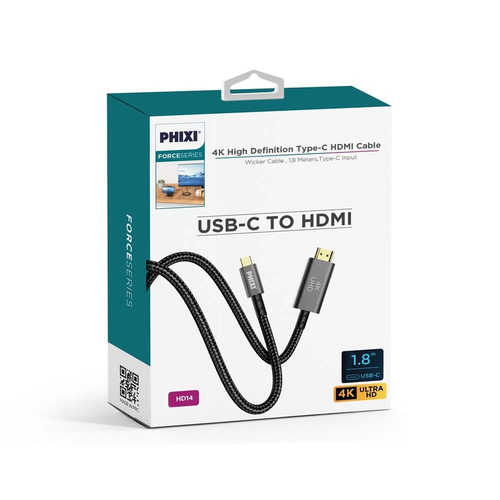 Force Hd14 Type-c To Hdm� 4k G�r�nt� Aktarma Kablosu, 1.8m, Has�r Kablo