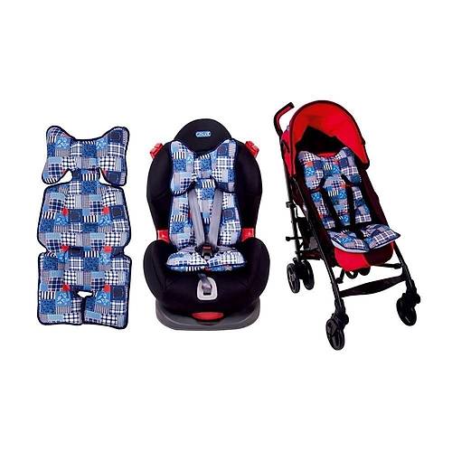 Sema Baby Sevi Puset ve Oto Koltuu Minderi - Lacivert Puantiyeli