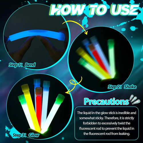 Karanl�kta Yanan As�labilir �p Aparatl� Glow Stick Kolye Glow Stick Lamba 6 Adet 6 Renk 15 Cm