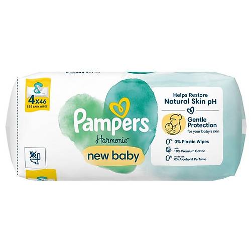 Prima Pampers Harmonie New Baby Yenido�an Islak Havlu 4x46 Adet (184 Yaprak)