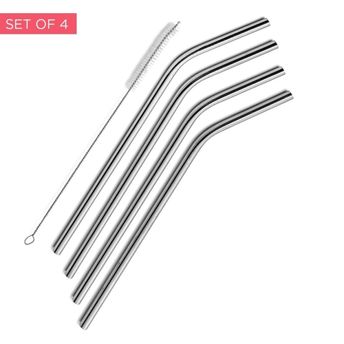 �elik Pipet Paslanmaz �elik Metal Me�rubat Pipeti Ve Pipet Temizleme F�r�as� Seti 5 Par�a