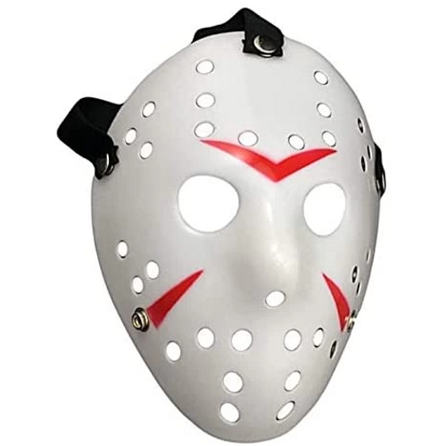 Beyaz Renk K�rm�z� �izgili Tam Y�z Hokey Jason Maskesi Hannibal Maskesi