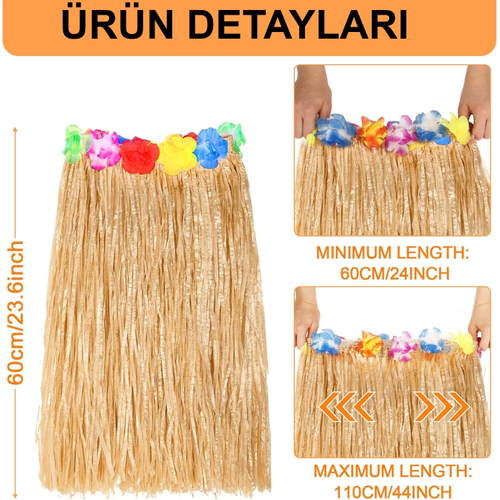 Hawaii Tarz Hula Etei  60 Cm Hasr Naturel Etek