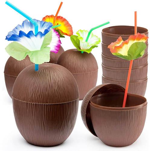 Hindistan Cevizi Hawaii Luau Aloha Pipetli ��ecek Kab� Bardak 10x13 Cm 1 Adet
