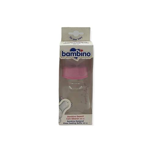 Bambino Desenli Silikon Kiraz ulu Cam Biberon 100 ml - Pembe