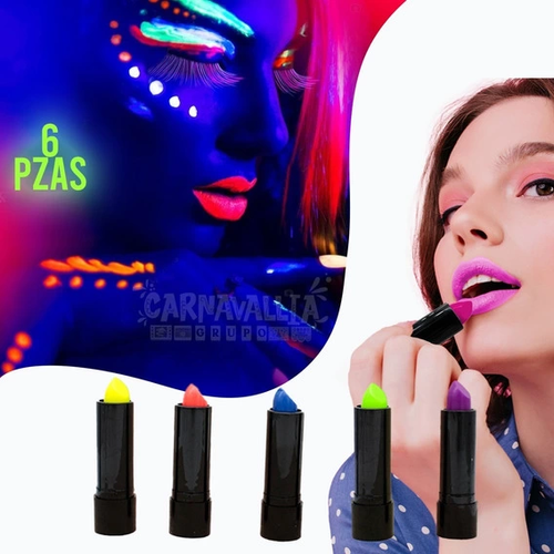 Karanl�kta Parlayan Yanan Uv Neon Ruj Y�z Boyama 6 Adet 6 Renk