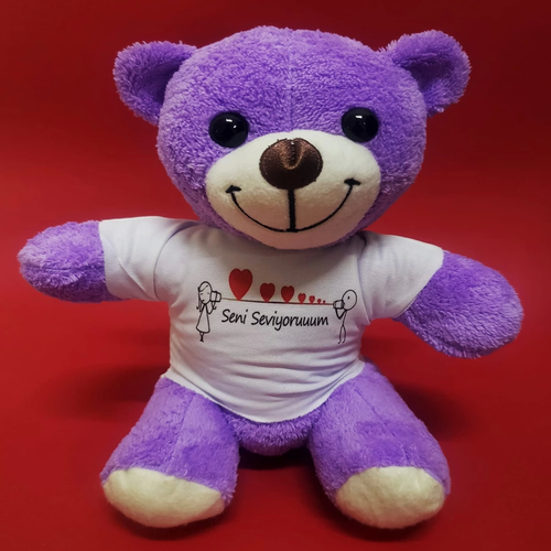 Mor Ay�c�k Seni Seviyorum Bask�l� Ti��rtl�