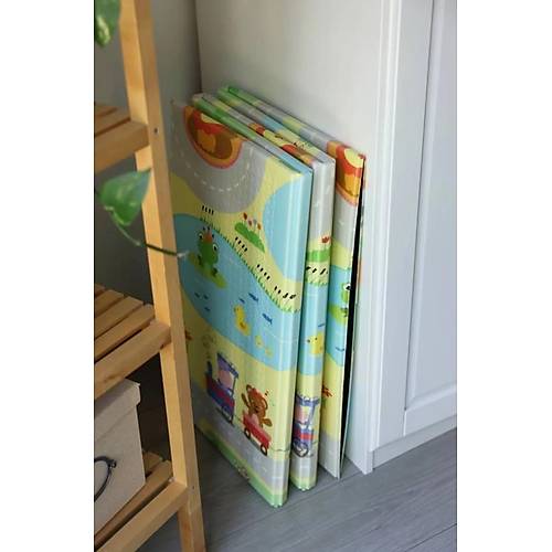 Coolmats Katlanabilir Oyun Mat�, Tek Tarafl� �ocuk Oyun Hal�s� Aktivite Oyun Alan� - Ye�il Parkur