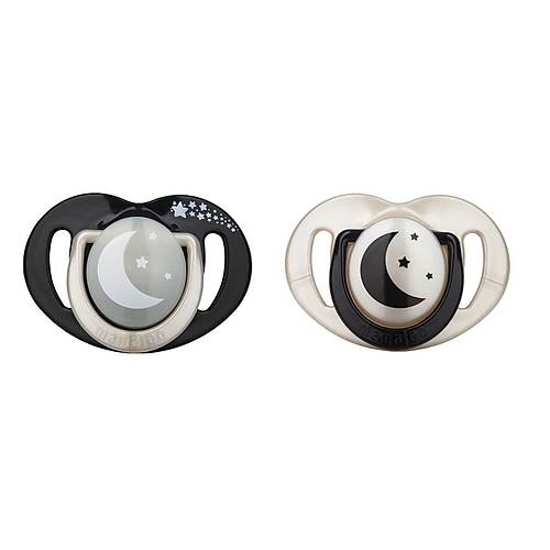 Mamajoo Sterilizasyon & Saklama Kutulu Black & Pearl Desenli kili Ortodontik Emzik Gece & Gndz / 0 Ay+
