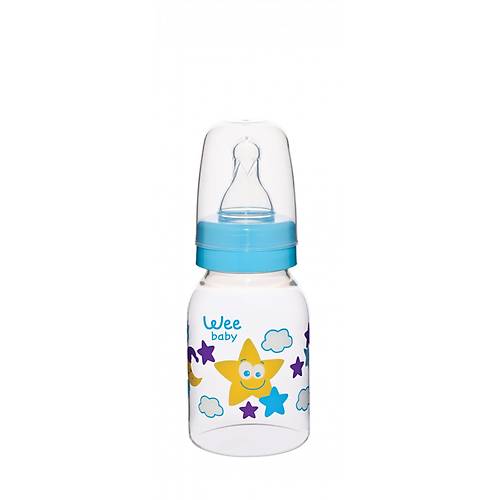 Wee Baby Silikon U�lu Desenli PP Biberon 125 cc - Mavi