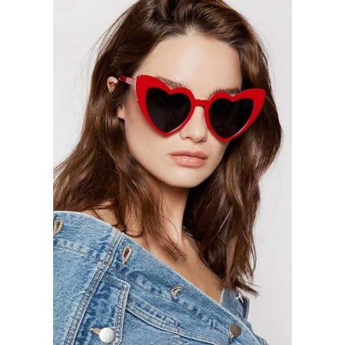 K�rm�z� Renk Kalp �ekilli Parti G�zl��� 15x5 Cm