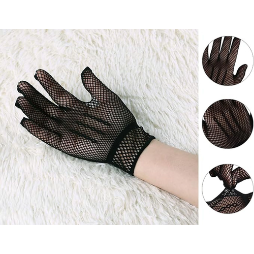 Siyah Renk Likral� File Eldiven Parmakl� �rg� Eldiven Yeti�kin Boy