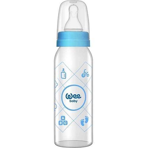 Wee Baby Silikon Ulu Desenli Cam Biberon 250 cc - Mavi