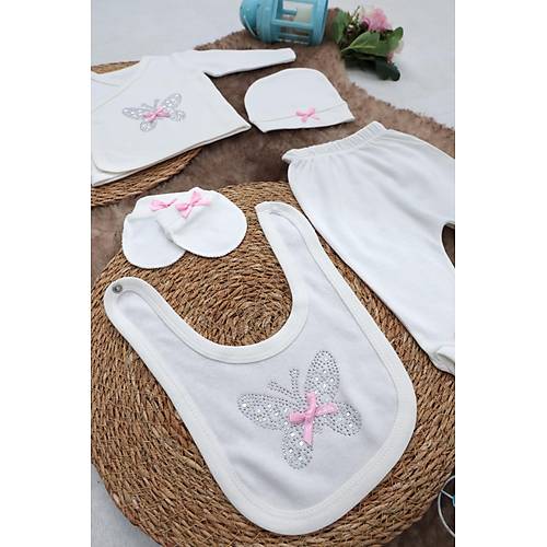 Sema Baby 5 Par�a Hastane ��k��� Z�b�n Seti 0-3 Ay - Pink Butterfly