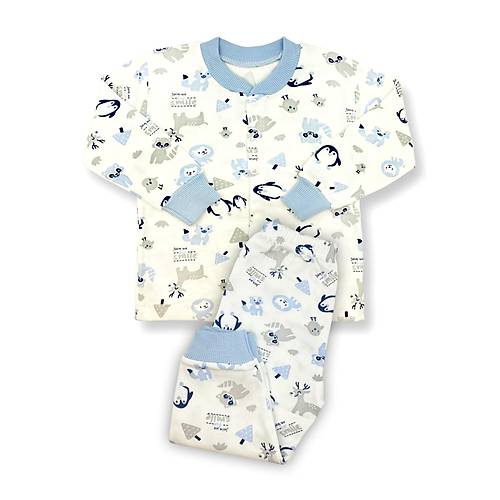Sema Baby Happy Animals Bebek Pijama Takm Mavi 6-9 Ay