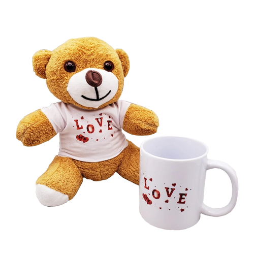 Love Bask�l� Kahverengi Ay�c�k Ve Kupa Seti