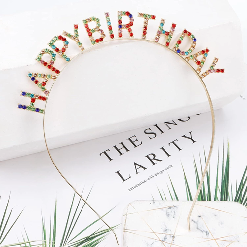 Rengarenk Kristal Ta�l� Ekstra L�ks G�m�� Kaplama Happy Birthday Ta� 16x17 Cm